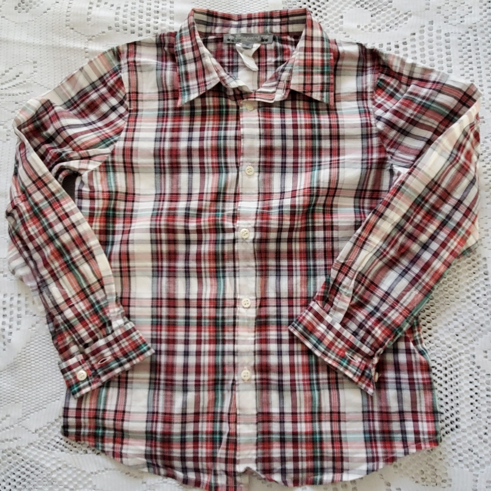 Bonpoint 🍒 plaid button down, size 6 boys